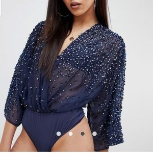 ASOS Design Body In Sequin Embellishment in Navy